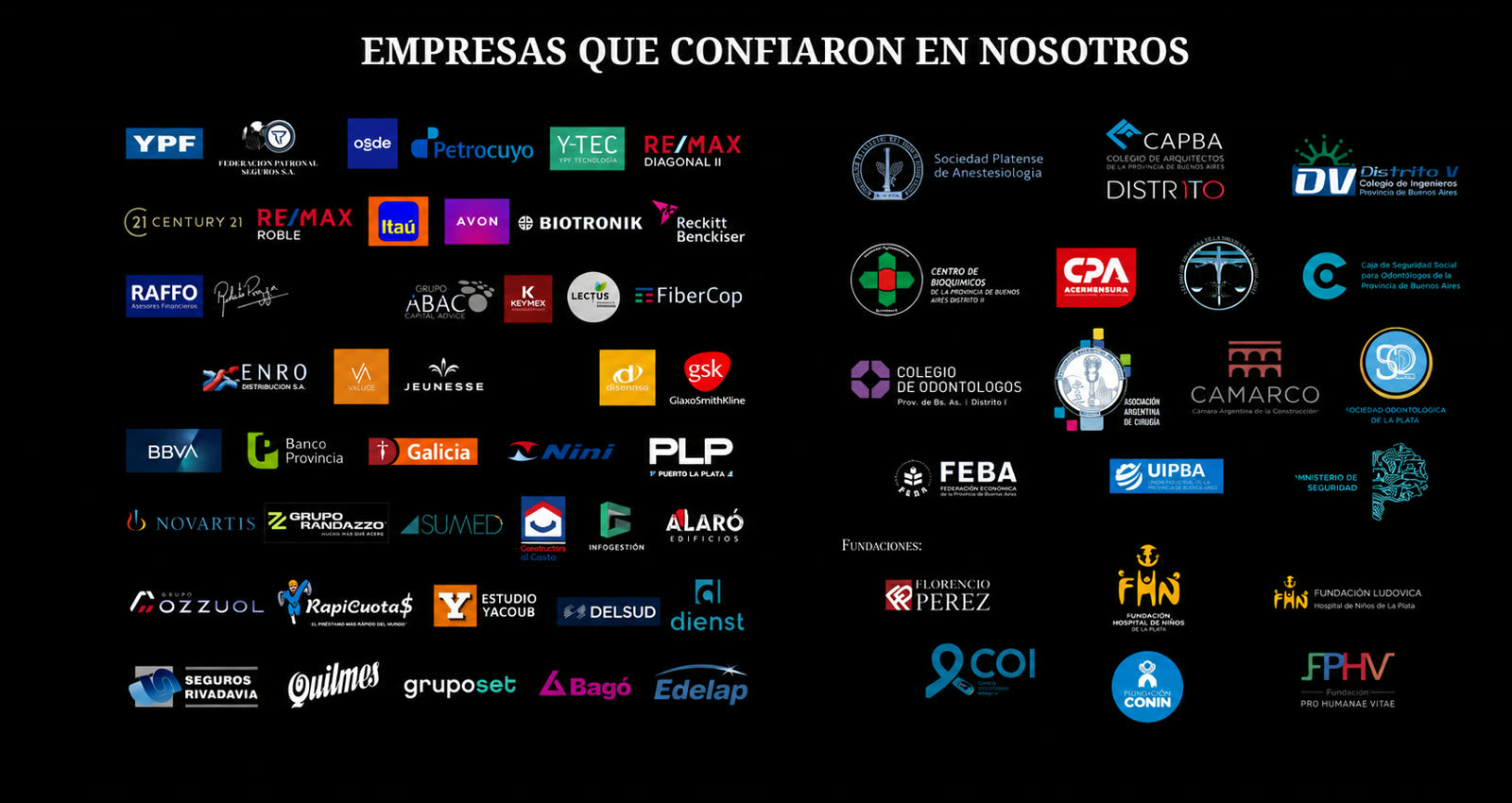 Empresas e instituciones que eligieron Vonharv: bancos, laboratorios, fundaciones y marcas líderes