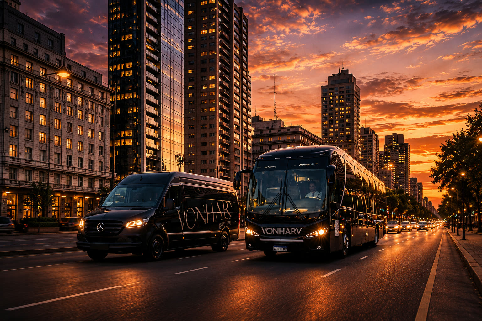 Flota de buses y traffics propios de Vonharv